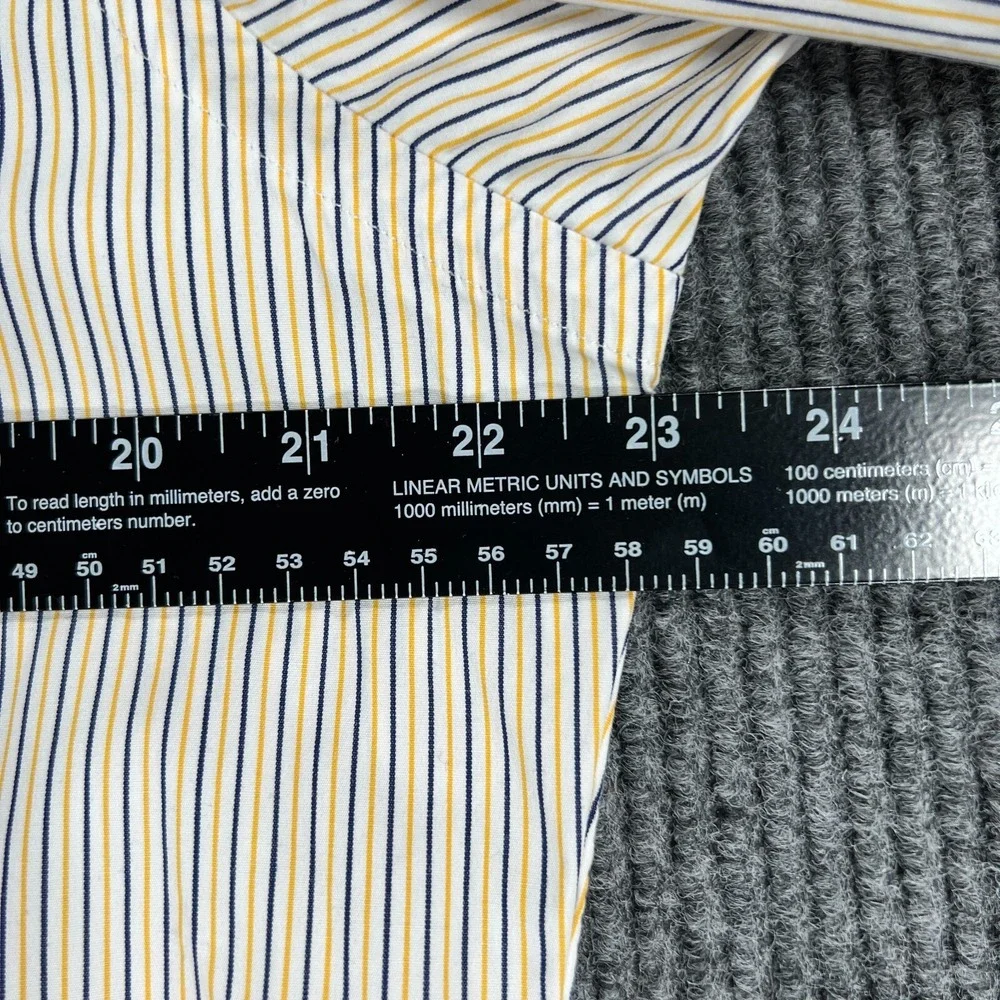 Polo Ralph Lauren Shirt Mens 16 Blue Yellow Striped Long Sleeve Button Up Regent